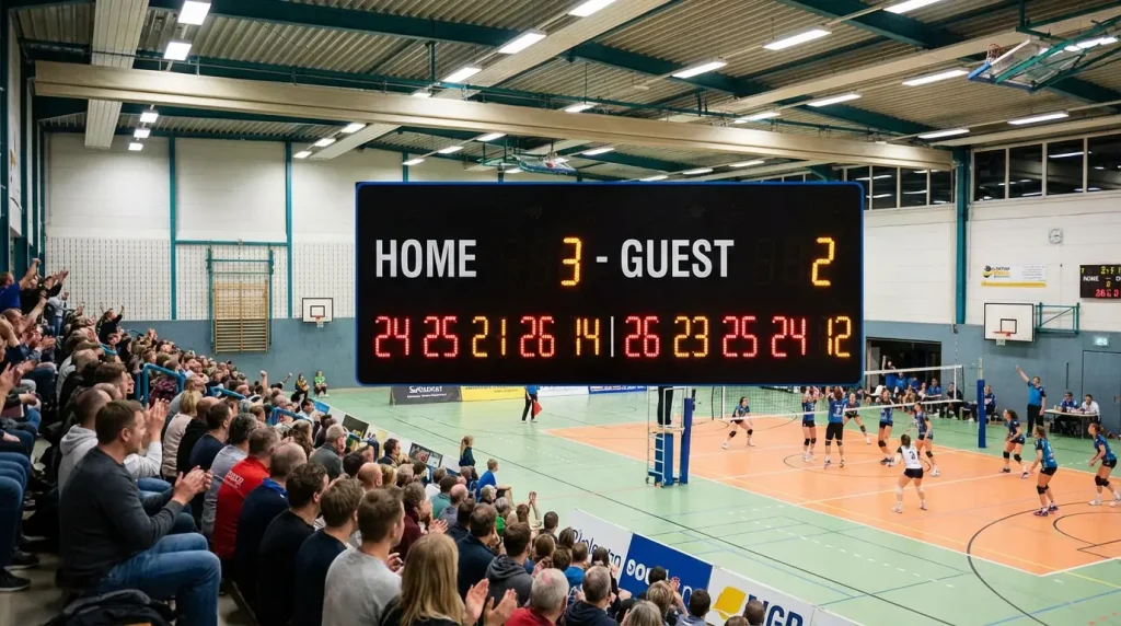 Scoreboard de volleyball montrant le total de sets et de points d