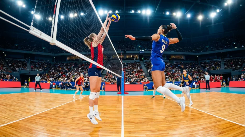 Joueuses de volleyball féminin en action lors d