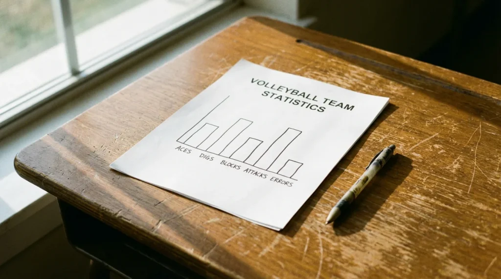 Document avec des statistiques de performance de volleyball et graphiques